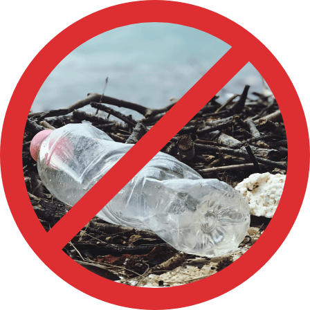 Logo symbolizing the ban on single-use plastic bottles